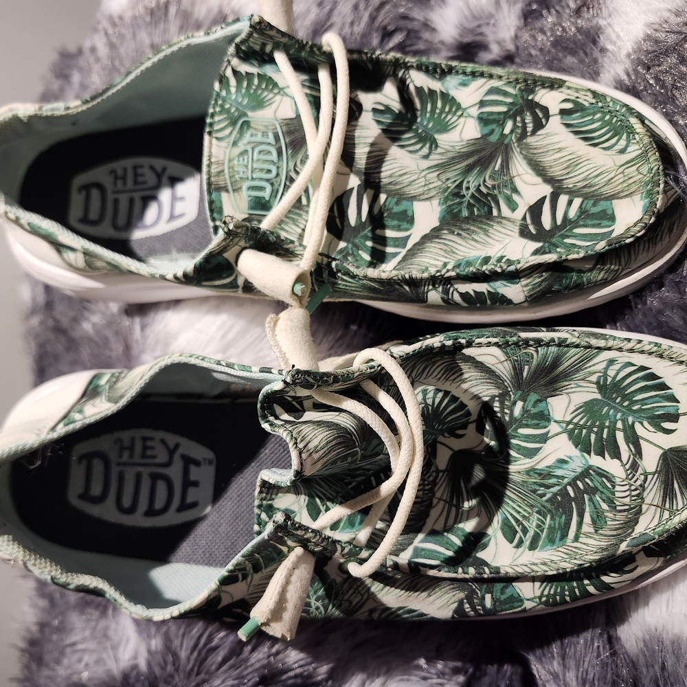 Hey Dude Tropical Leaf Print Shoes